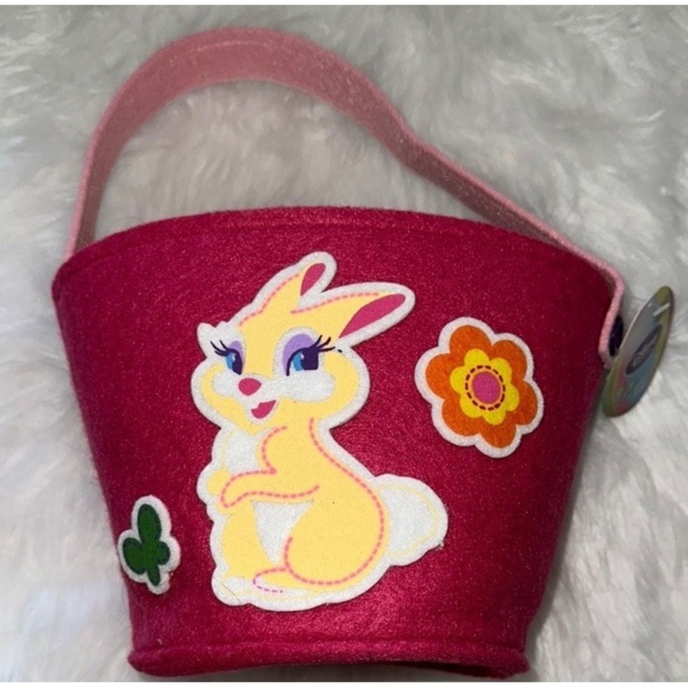Disney Store Miss Bunny Felt Easter Basket Pink Bambi Rabbit Tote Bag NWT